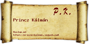 Princz Kálmán névjegykártya